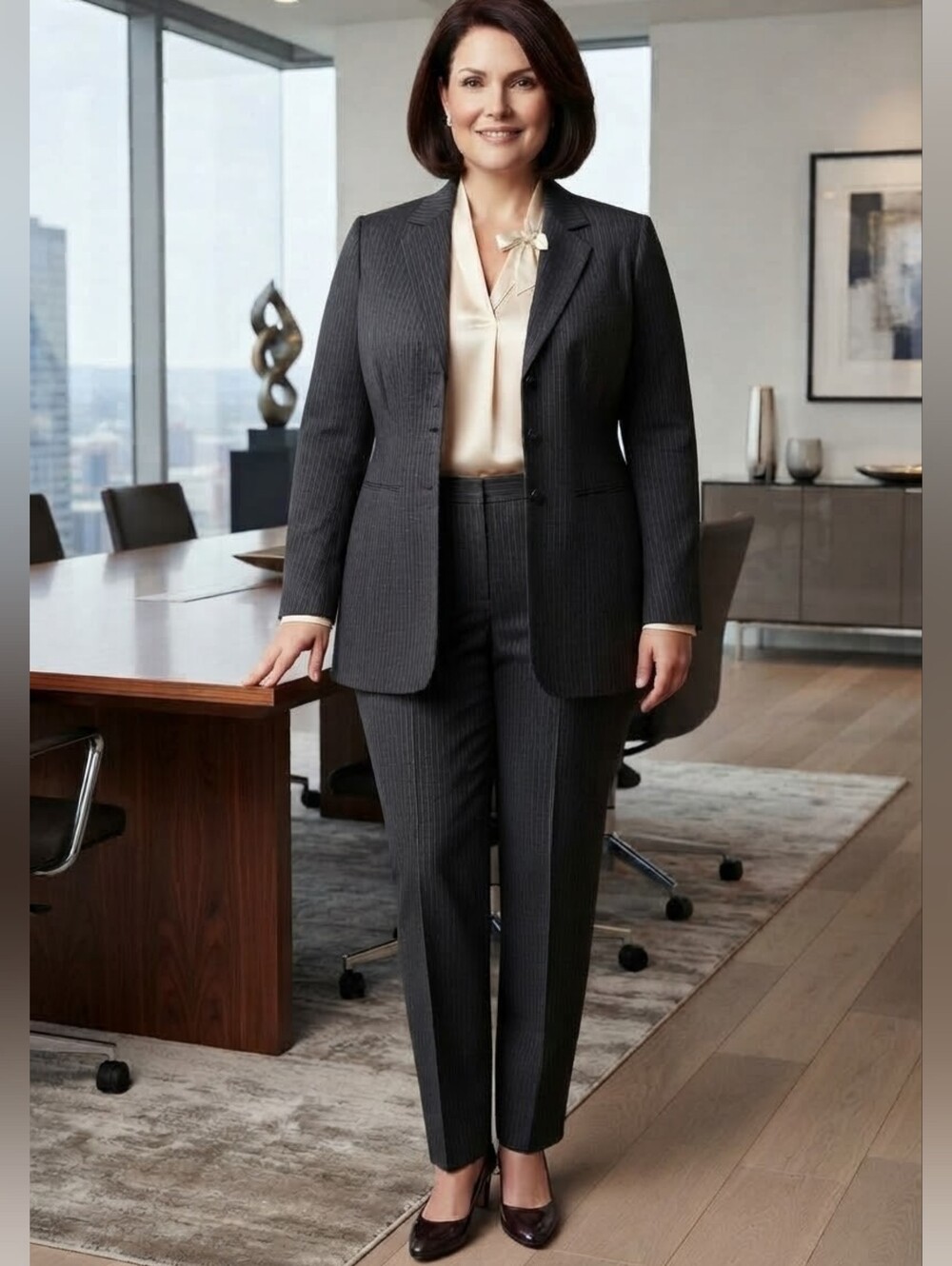 DANIMAX BY LOIS SNYDER Black Pinstripe Suit Set